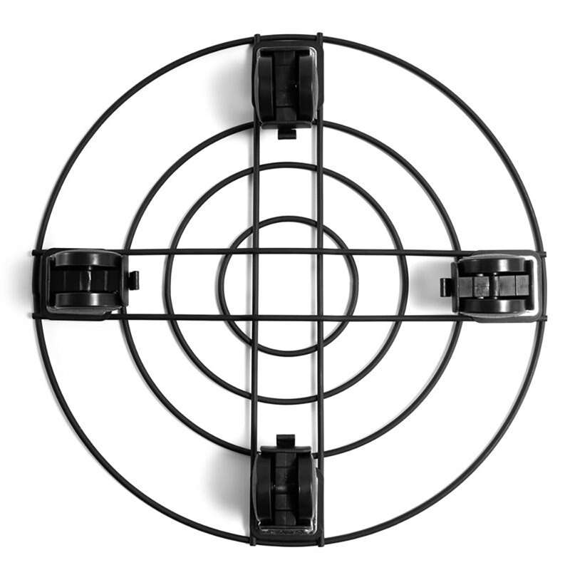 Pachet de 2 ghivece cu roți rotunde Cărucior de mișcare Caddy Plată de grădină Stand metalic pentru interior, exterior, casă, instrumente de grădină