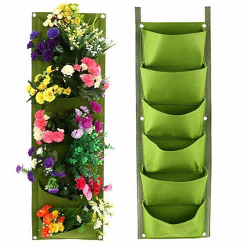 7 джоба Висящи на стената торби за засаждане Вертикална чанта за отглеждане на саксия Саксия за отглеждане на цветя Чанти за растеж на джоба Балкон Декорация на градина