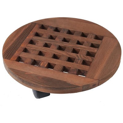25 cm-es fa virágcserép, kivehető tálcás növénytartó állvány kerekekkel.