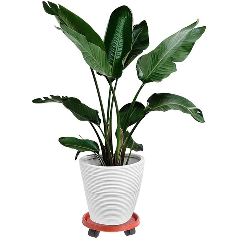 2 bucăți ghiveci de flori pentru plante cărucior cu suport inferior Tavă portabilă pentru jardiniera cu roți (roată cu trei colțuri + roată cu patru colțuri)