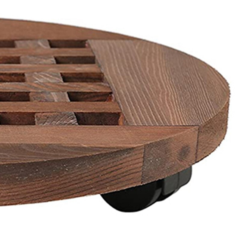 25 cm-es fából készült virágcserép kivehető tálcás növénytartó állvány kerekekkel, virágtartó virágcserepek cserepes kocsi