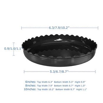 6 Συσκευασίες πλαστικό μαύρο πιατάκι φυτών με στρογγυλό κύμα, δοχείο δοχείων δίσκου ποτ φυτών λουλουδιών για κήπο και φυτό εξωτερικού χώρου