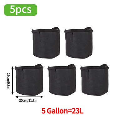 5db 3/5/7/10 gallon filc termesztő táskák Kertészeti szövet Sárgarépa termesztő edény Zöldségparadicsom ültetőgép Kerti burgonyaültető cserepek