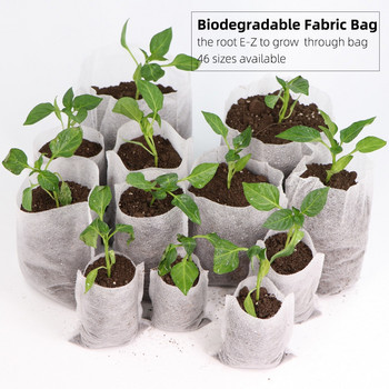 100 τμχ Θερμοκηπίου Seedling Grow Bags Fabric for Plants Βιοαποικοδομήσιμες μη υφασμένες σακούλες φυτωρίου Γλάστρες Φιλικό προς το περιβάλλον Αερισμός