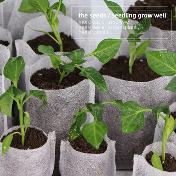 100 τμχ Θερμοκηπίου Seedling Grow Bags Fabric for Plants Βιοαποικοδομήσιμες μη υφασμένες σακούλες φυτωρίου Γλάστρες Φιλικό προς το περιβάλλον Αερισμός