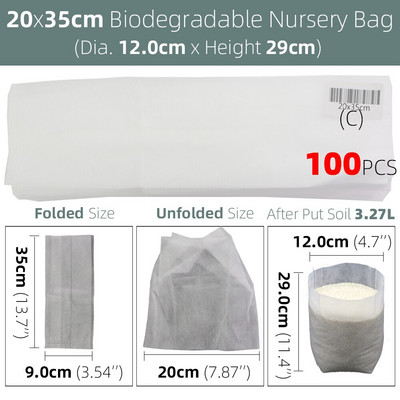 100 vnt Šiltnamio efektą sukeliančių sodinukų auginimo maišelių audinys augalams Biologiškai skaidus neaustiniai daigynų krepšiai Vazonai Ekologiškas vėdinimas