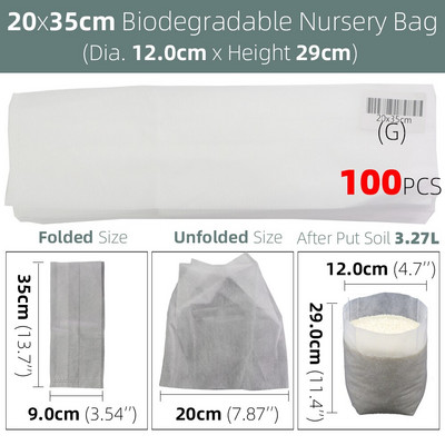 100 vnt Šiltnamio efektą sukeliančių sodinukų auginimo maišelių audinys augalams Biologiškai skaidus neaustiniai daigynų krepšiai Vazonai Ekologiškas vėdinimas