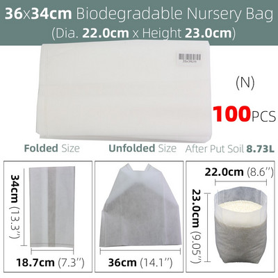 100 vnt Šiltnamio efektą sukeliančių sodinukų auginimo maišelių audinys augalams Biologiškai skaidus neaustiniai daigynų krepšiai Vazonai Ekologiškas vėdinimas