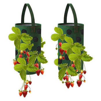 Φράουλα τσάντα καλλιέργειας ντομάτας Κήπος Κρεμαστά λαχανικά γυμνά φυτά ρίζας Τσάντα φύτευσης Αναπνεύσιμη επαναχρησιμοποιήσιμη γλάστρα λουλουδιών 10 τρύπα