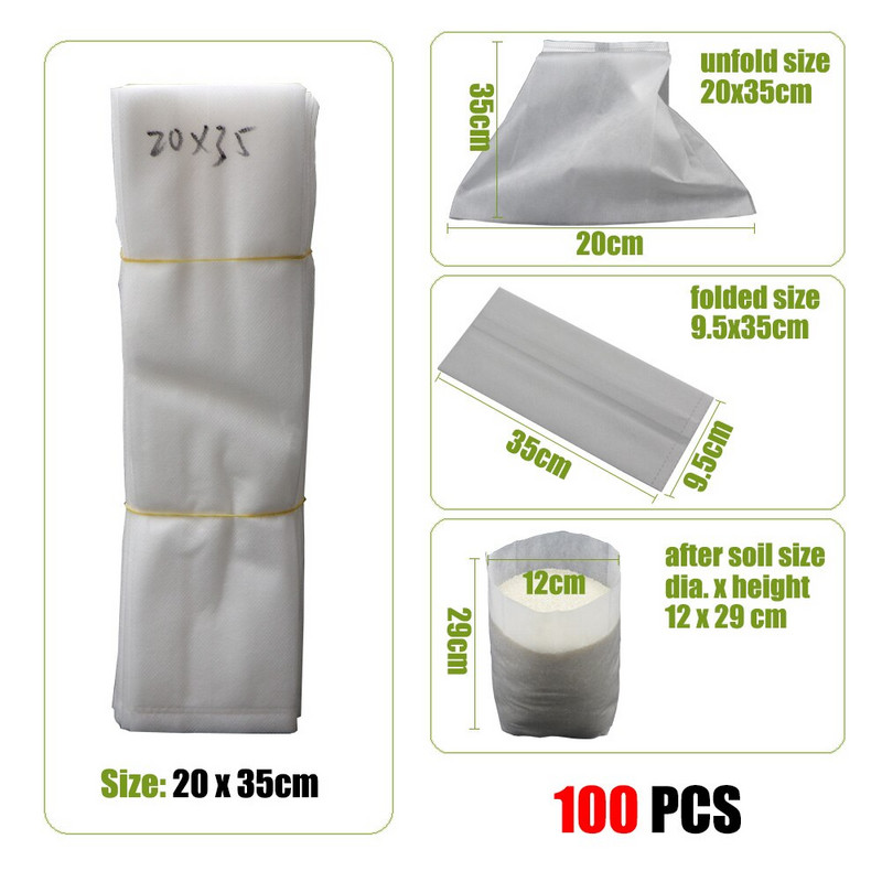 MUCIAKIE 100/50 bucăți saci îngroșați de pepinieră țesături degradabile nețesute saci de creștere agricultura grădină ghivece saci de copaci