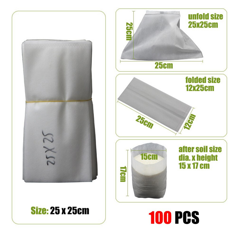 MUCIAKIE 100/50 bucăți saci îngroșați de pepinieră țesături degradabile nețesute saci de creștere agricultura grădină ghivece saci de copaci