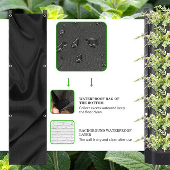 Κρεμαστές τσάντες κήπου με 7 τσέπες αδιάβροχες κατακόρυφες γλάστρες φυτών τοίχου Black Grow Planter Προμήθειες κηπουρικής λαχανικών