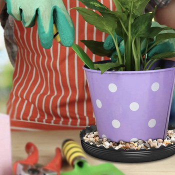6 Συσκευασίες πλαστικό μαύρο πιατάκι φυτών με στρογγυλό κύμα, Δοχείο δίσκου ποτ φυτών λουλουδιών για κήπο και φυτό εξωτερικού χώρου