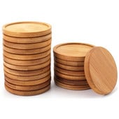 20 pakelių bambukinių augalų lėkščių – 3,34 colio apvalių augalų sultingų gėlių vazonų padėklas, skirtas augalų gėlių vazonams laikyti ir nusausinti