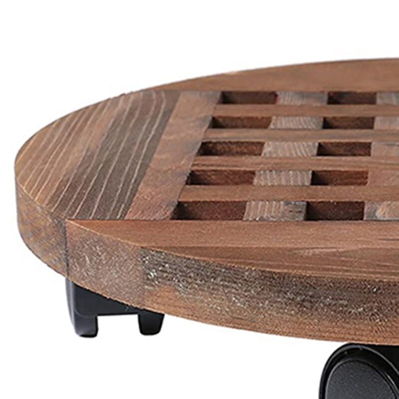 25 cm medinis gėlių vazonas, nuimamas padėklas, augalų laikiklio stovas su ratukais sodintuvo gėlių vazonų perkėlimo vežimėlio lėkštė