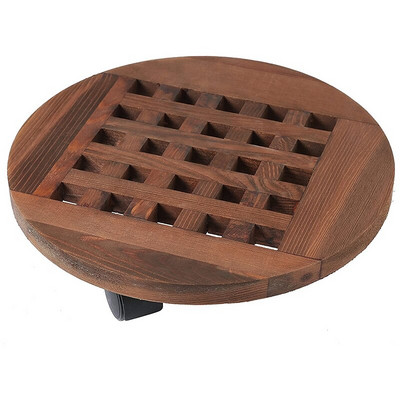 25 cm-es fa virágcserép, kivehető tálcás növénytartó állvány kerekekkel.