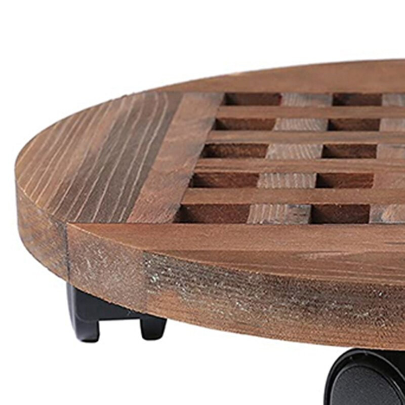 25 cm-es fa virágcserép, kivehető tálcás növénytartó állvány kerekekkel.