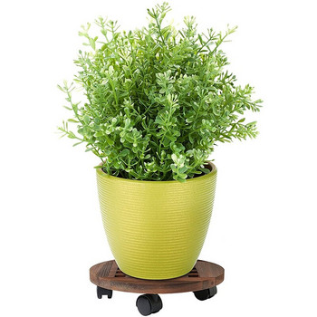 Ξύλινη γλάστρα 25cm Αφαιρούμενος δίσκος βάση για φυτά με ρόδες Planter Flowers Pot Mover Πιάτο τρόλεϊ