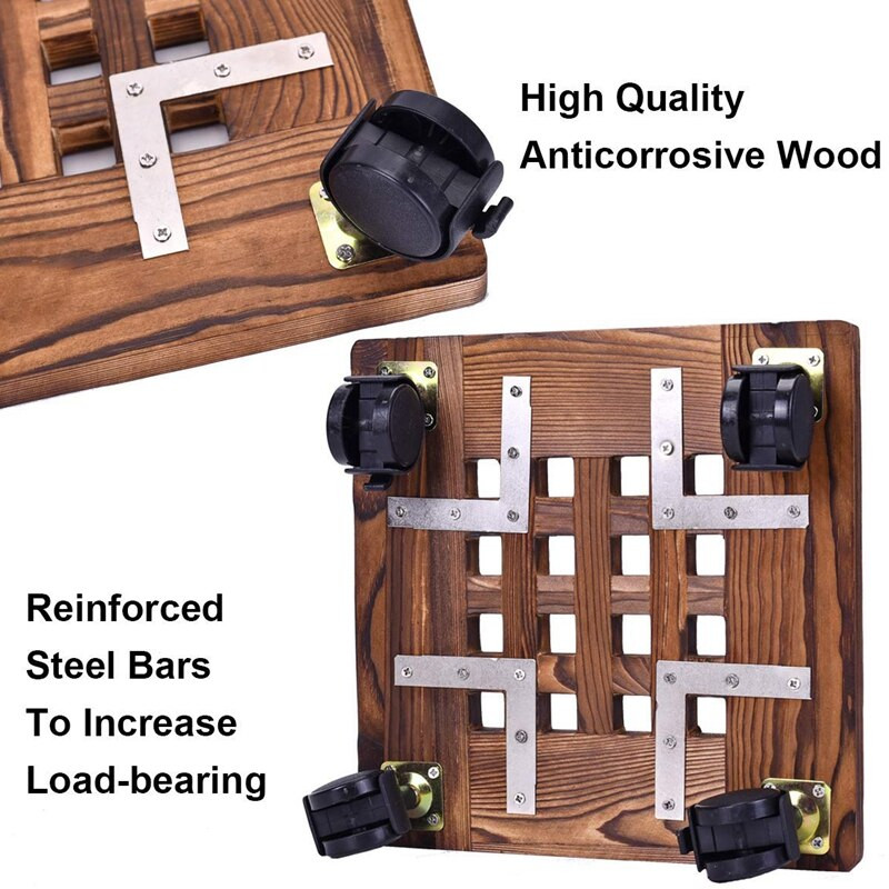2 vnt medinių gėlių vazonų stovas, nuimamas dėklo sodinimo stovas su ratų pagrindu, vazonas, mobilus vežimėlio lentų rėmas sodo namas