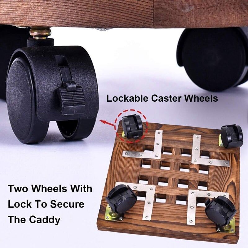 2 vnt medinių gėlių vazonų stovas, nuimamas dėklo sodinimo stovas su ratų pagrindu, vazonas, mobilus vežimėlio lentų rėmas sodo namas