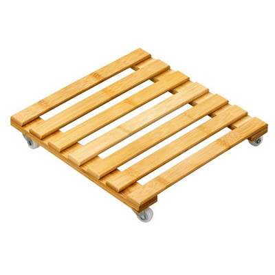 Bambuko augalų stovas su ratukais, mobilūs gėlių vazonų ritinėliai, tinka lauko augalų laikymo lentynoms terasoje