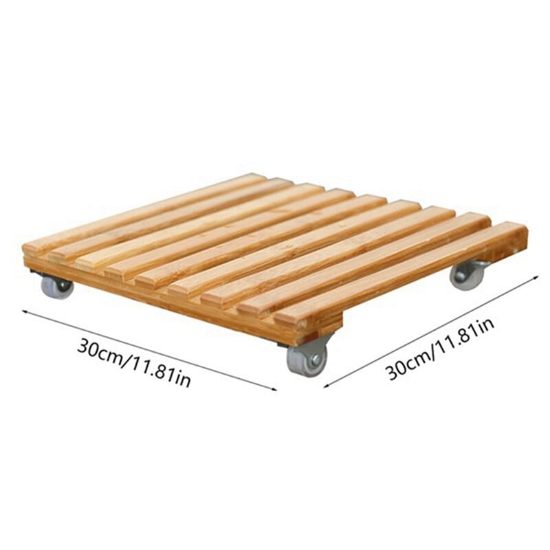 Bambuko augalų stovas su ratukais, mobilūs gėlių vazonų ritinėliai, tinka lauko augalų laikymo lentynoms terasoje