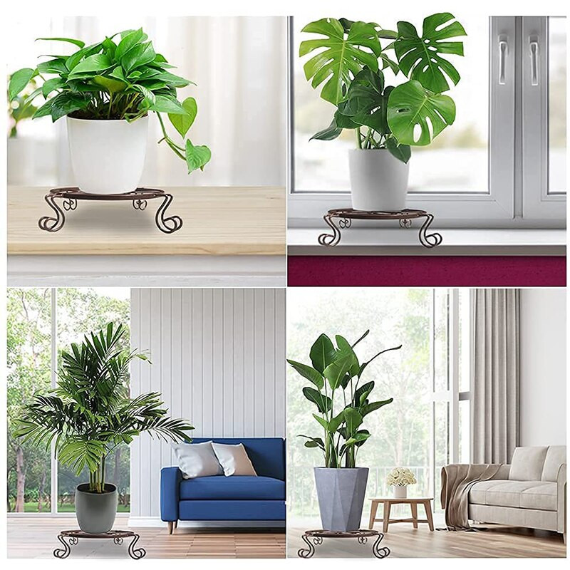 Μεταλλικές βάσεις φυτών 3 συσκευασιών για γλάστρα βαρέως τύπου θήκη σε γλάστρες Εσωτερικός εξωτερικός χώρος αντισκωριακός σιδερένιος κήπος ράφι στήριξης φυτευτών