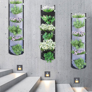 Κάθετη κρεμαστή γλάστρα κήπου με 6 τσέπες τσόχα επιτοίχιας τοποθέτησης θήκης κρεμαστή τσάντα γλάστρας για λουλούδια βότανα