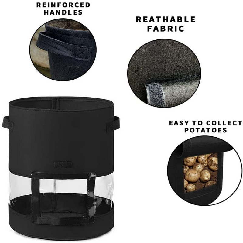 Sac de plantare de 7/10 galoane, țesătură nețesă, pentru cultivarea cartofilor de grădină, sac container pentru răsaduri de legume, instrument de creștere a semințelor de plante în ghiveci