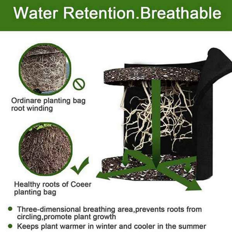 Sac de plantare de 7/10 galoane, țesătură nețesă, pentru cultivarea cartofilor de grădină, sac container pentru răsaduri de legume, instrument de creștere a semințelor de plante în ghiveci