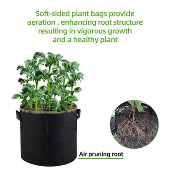 5 Pack 10/7/5/4/3 Gallon Plant Strawberry Potato Grow Bags with Handle Fabric Breathable Flowers for Vegetable Fruit Garden