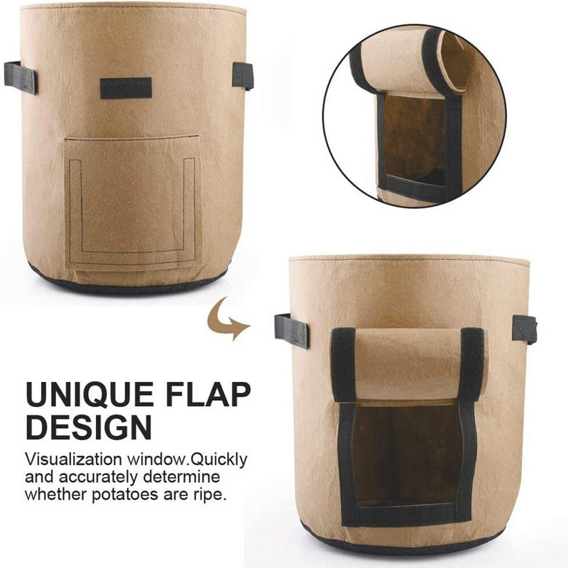 Saci de cultivare a plantelor de 5/7/10 galoane, flori de grădină, cartofi, pentru cultivarea legumelor, țesătură nețesă, ghiveci de grădinărit, instrumente de grădinărit