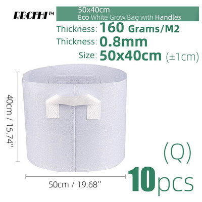 RBCFHI 24 tipų balti ekonominiai audiniai auginimo maišeliai Aeracija neaustiniai vazonai šaknų kontrolės augalų konteinerių maišelis namų sodo sodinimas