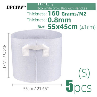 RBCFHI 24 tipų balti ekonominiai audiniai auginimo maišeliai Aeracija neaustiniai vazonai šaknų kontrolės augalų konteinerių maišelis namų sodo sodinimas