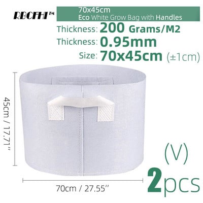 RBCFHI 24 tipų balti ekonominiai audiniai auginimo maišeliai Aeracija neaustiniai vazonai šaknų kontrolės augalų konteinerių maišelis namų sodo sodinimas