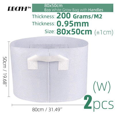 RBCFHI 24 tipų balti ekonominiai audiniai auginimo maišeliai Aeracija neaustiniai vazonai šaknų kontrolės augalų konteinerių maišelis namų sodo sodinimas