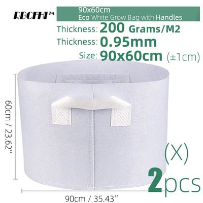 RBCFHI 24 tipų balti ekonominiai audiniai auginimo maišeliai Aeracija neaustiniai vazonai šaknų kontrolės augalų konteinerių maišelis namų sodo sodinimas