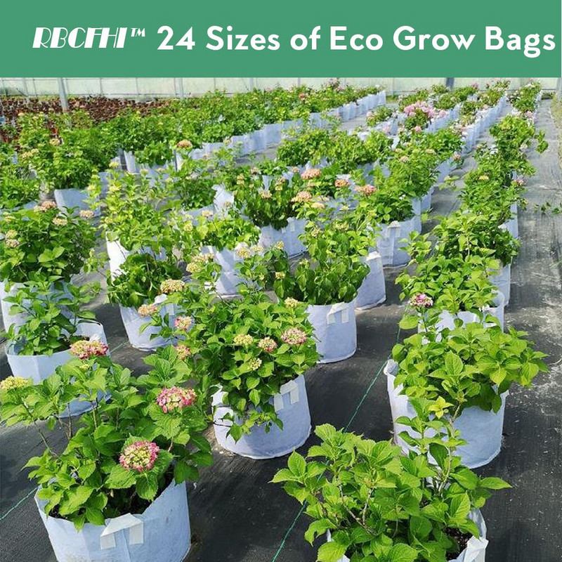RBCFHI 24 tipų balti ekonominiai audiniai auginimo maišeliai Aeracija neaustiniai vazonai šaknų kontrolės augalų konteinerių maišelis namų sodo sodinimas