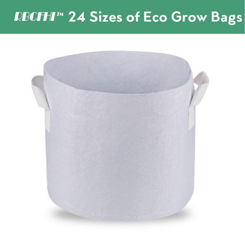 RBCFHI 24 tipų balti ekonominiai audiniai auginimo maišeliai Aeracija neaustiniai vazonai šaknų kontrolės augalų konteinerių maišelis namų sodo sodinimas
