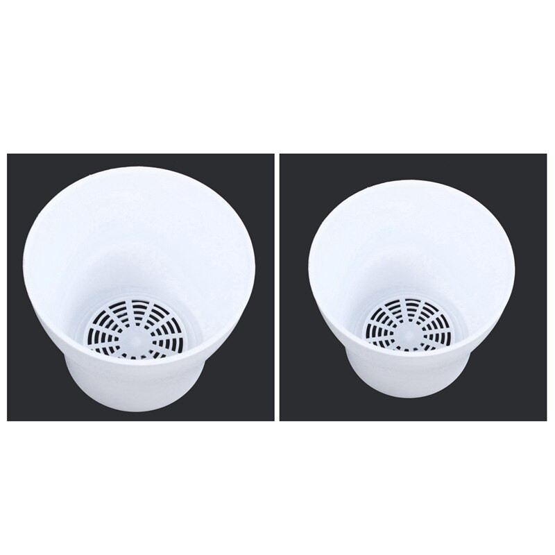 2 vnt. plastikinių augalų gėlių vazonų sodintuvas su lėkšte, apvalus blizgus namų sodo dekoras, baltas viršutinis kalibras, 14 cm / 5,51 colio ir 1