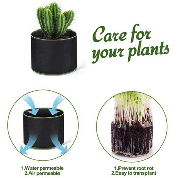 10 μεγεθών Gallon Grow Bag Black Thickening Fabric Nursery Pot Plant Pouch Root Container Flower Planter DIY Potato Gardening