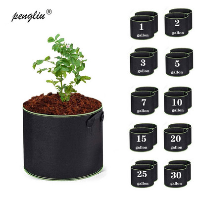 10 μεγεθών Gallon Grow Bag Black Thickening Fabric Nursery Pot Plant Pouch Root Container Flower Planter DIY Potato Gardening