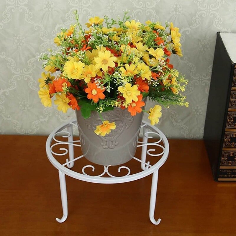 Стойка в саксия от ковано желязо Поставка за саксии Поставка Стойка Basion Витрина Рафт Градинско растение Поставка за цветя Балкон Кръгла поставка за домашен декор