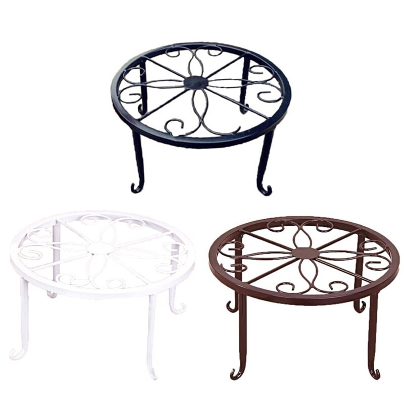 Стойка в саксия от ковано желязо Поставка за саксии Поставка Стойка Basion Витрина Рафт Градинско растение Поставка за цветя Балкон Кръгла поставка за домашен декор