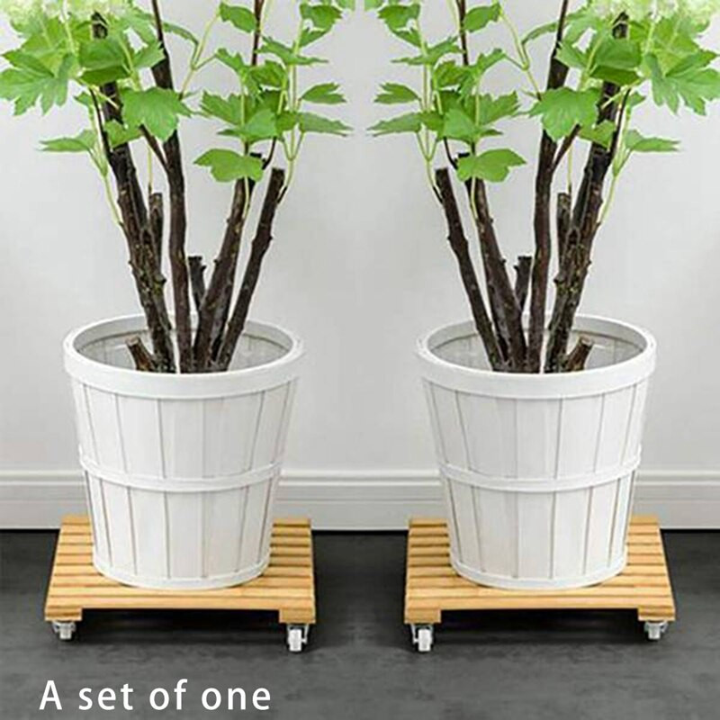 Bambusz növényállvány kerekekkel, mobil virágcserép-görgők, alkalmas kültéri növénytároló állványokra a teraszon