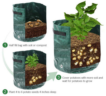 Чанта за отглеждане на зеленчукови растения Саксия за картофи Контейнер за засаждане на домати Чанта за моркови и фъстъци Градинска саксия Градински консумативи