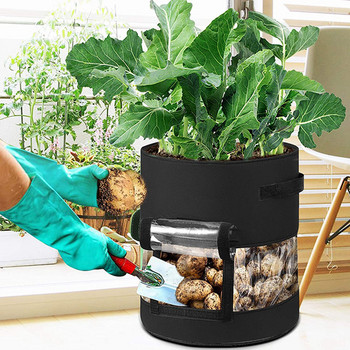 Τσάντα Potato Grow Nonwoven ύφασμα Φυτό κρεμμύδι φυτό Γλάστρα Τσάντα θερμοκηπίου Garden Carrot Taro Peanut Growing bags with Handle