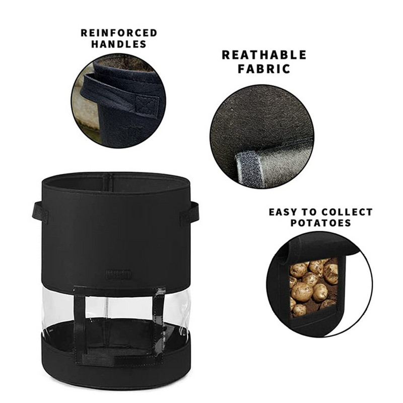 Saci de cultivare a cartofii din țesătură nețesă, pentru legume, ceapă, pentru plante, saci pentru seră, pentru grădină, morcovi, taro, saci de cultivare a arahidelor cu mâner