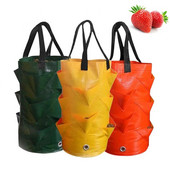 Geantă de plantare de grădină, sac de cultivare pentru căpșuni, 3 galoane, cu mai multe gură, verticală, cu flori, ierburi, roșii, ghiveci, accesorii de grădină
