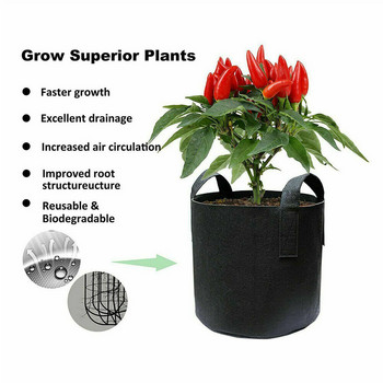 Υπαίθρια κηπουρική Fabric Grow Plant Pot 3/5/7 Gallon Grow Bag Felt Vegetable Growing Planter Εργαλεία κήπου Γλάστρες φύτευσης λουλουδιών